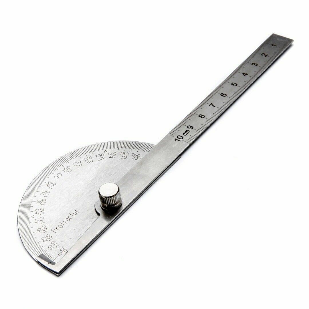 1pcs Stainles Steel 180° Protractor Angle Finder Arm Measuring 100mm Ruler Tool