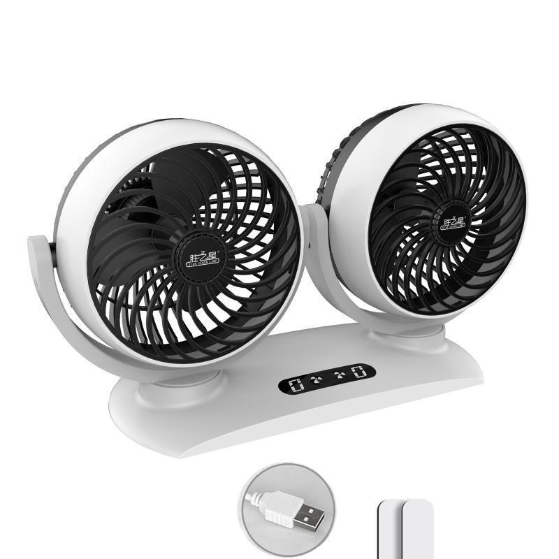 Double Head Electric Fan USB 5V 360° Rotation 3 Speed Auto Cooling Electric Fan