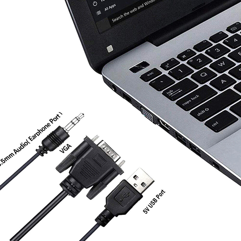 VGA to HDMI-Compatible+3.5 Audio Jack+USB Adapter PC HDTV Video Converter