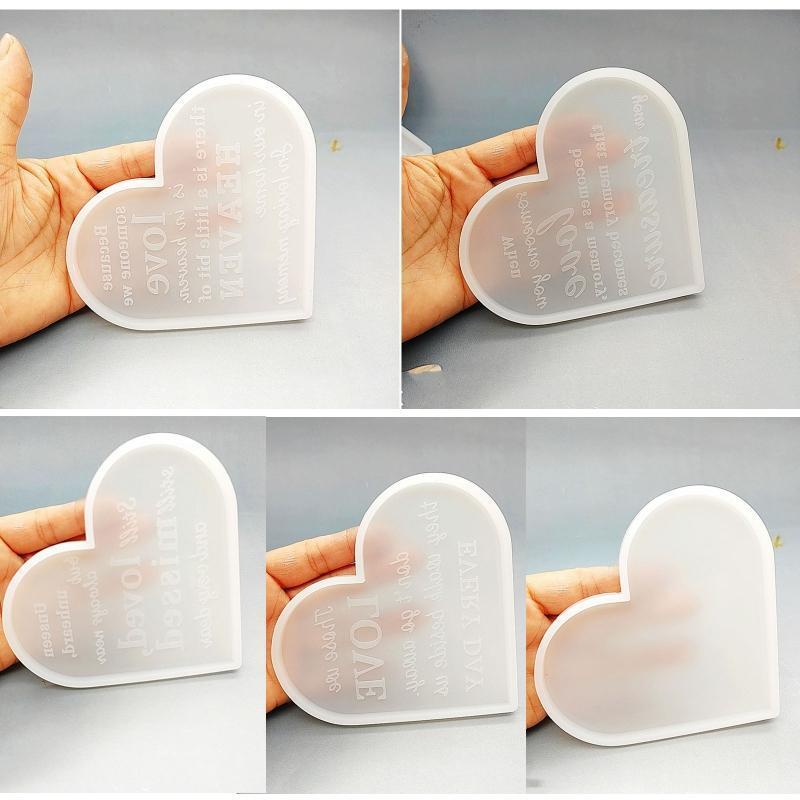5Pcs Geometry Mirror Love Photo Frame Epoxy Mold for DIY Craft Decorative Mould