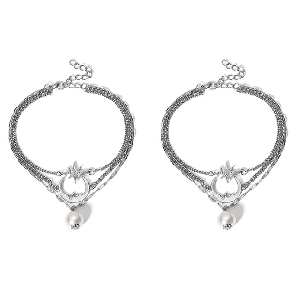 3 Layered Leg Chain Summer Moon Star Beach Women Anklet Ankle Bracelet Bohemian