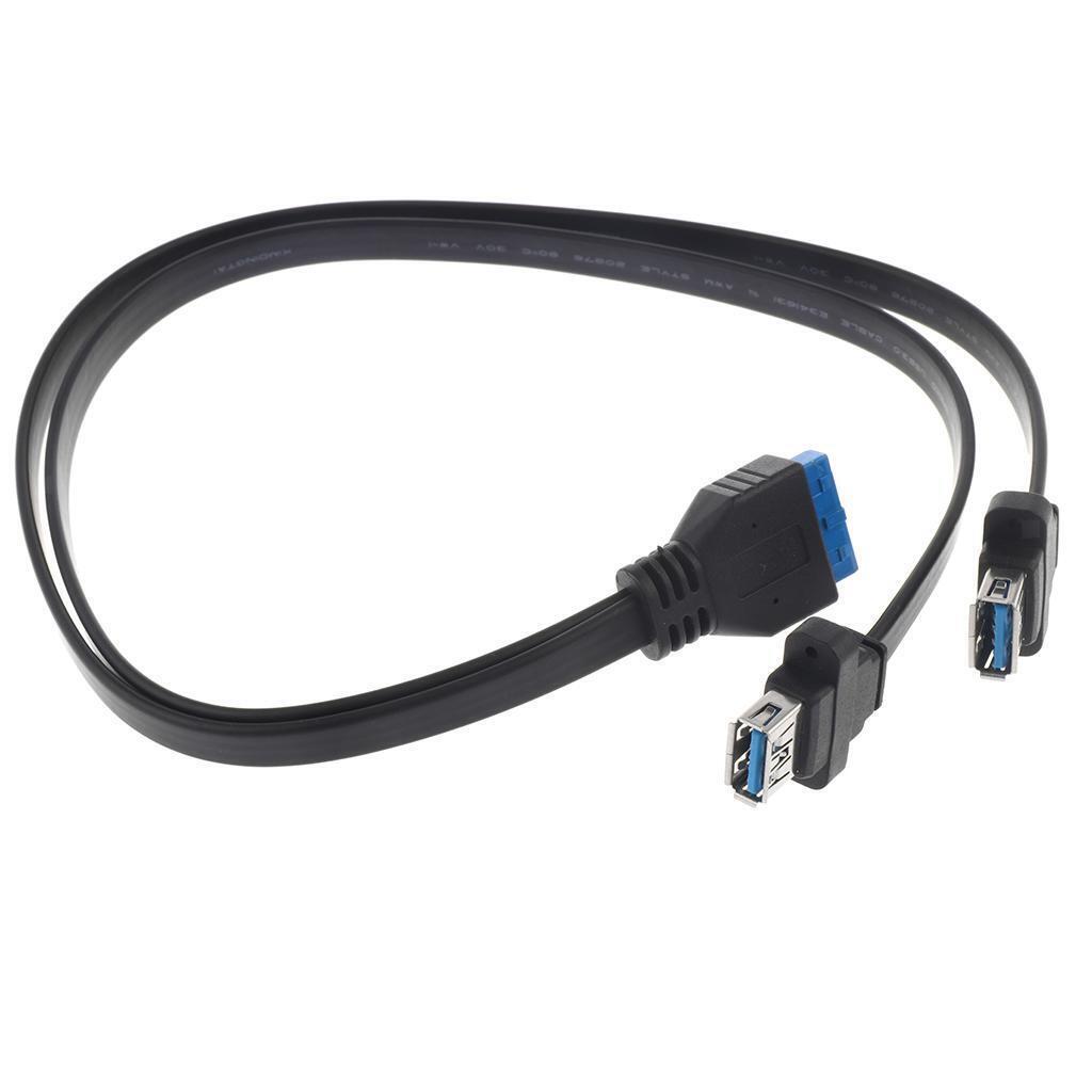 2Ports 50cm USB 3.0 Type A Female to Motherboard Header 20Pin Cable Adapter