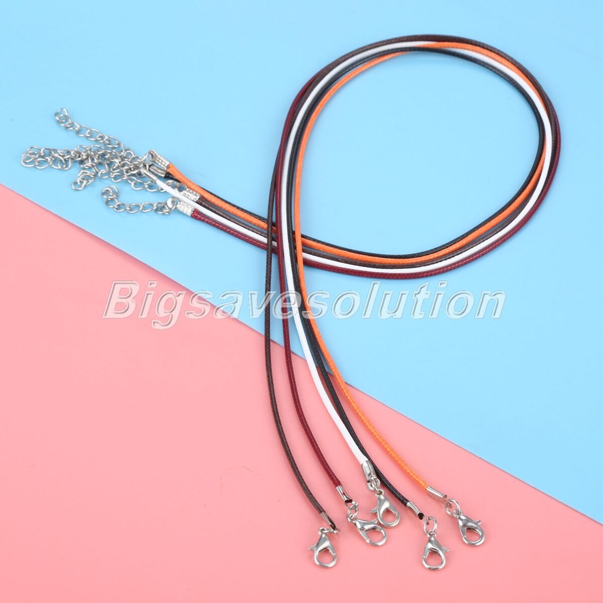 50Pcs/lot Waxed Necklace Chain Jewelry Making Clasp Rope Cord 5 Colour Fashion