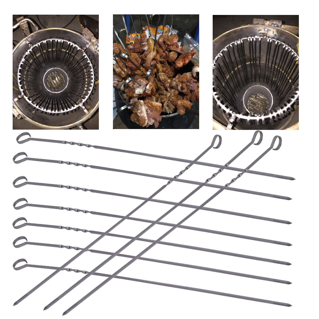 10x 15" Stainless Steel BBQ Skewers Needle Kabob Flat Skewers Sticks Party Li