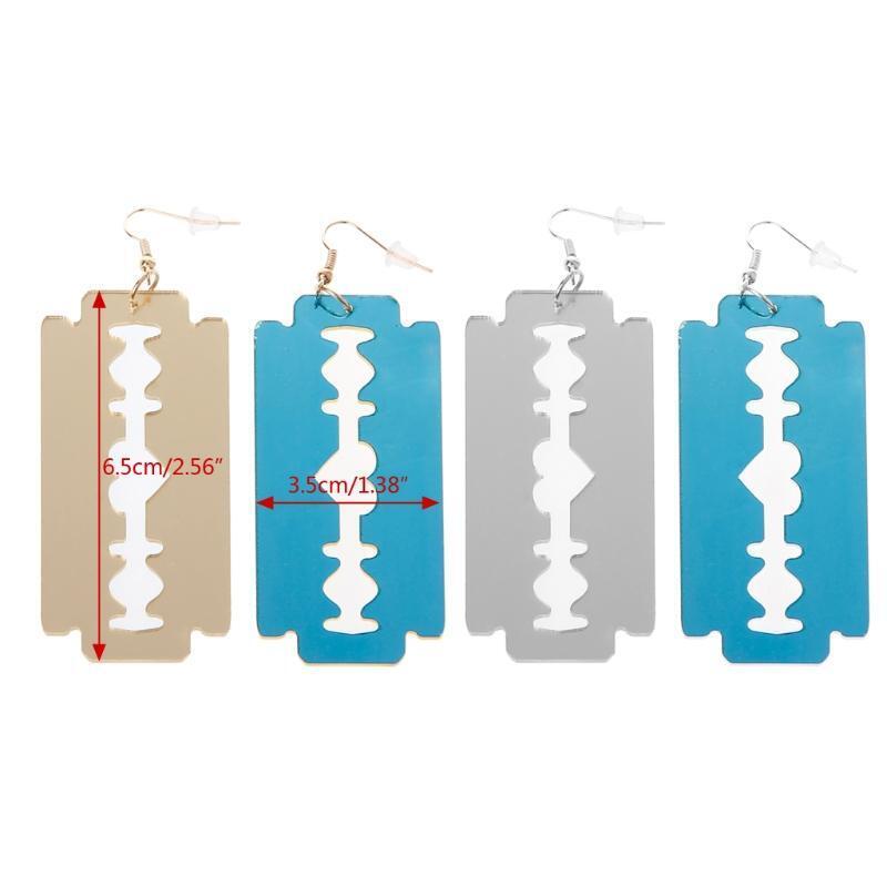 2 Pairs/Lot Acrylic Punk Razor Blade Drop Earrings Fashion Jewelry Accessories