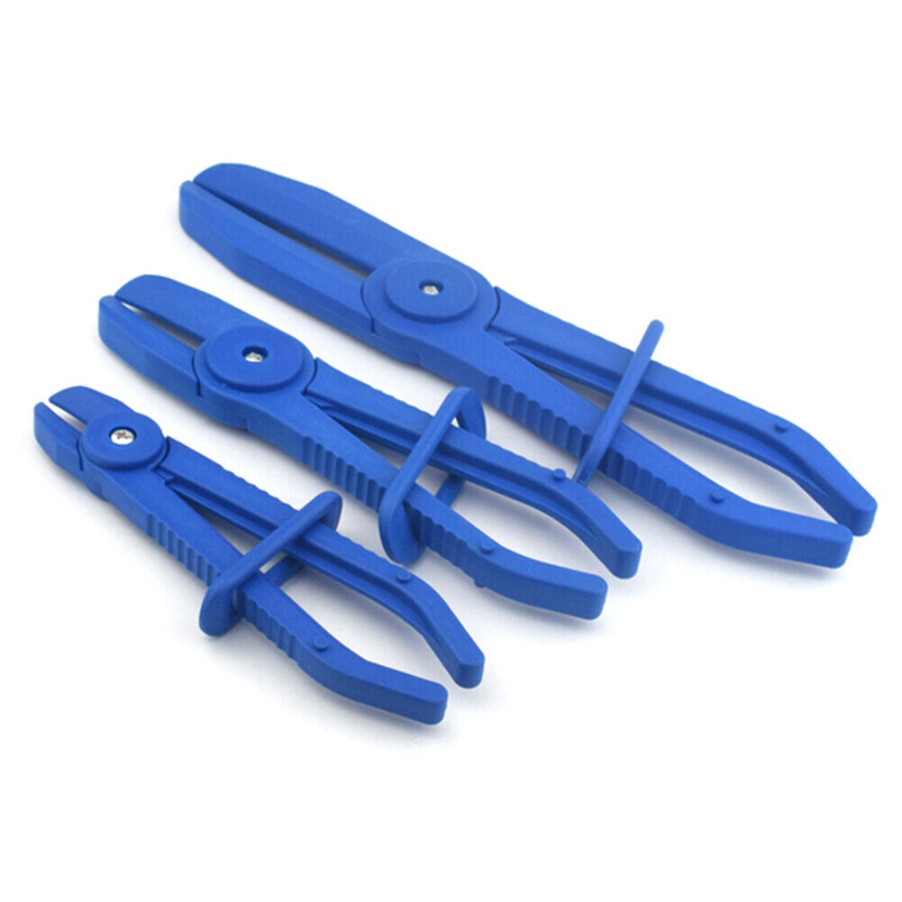 3pcs Fuel Water Line Hose Clamps Pinch Off Pliers Free Hands Tools (Blue)