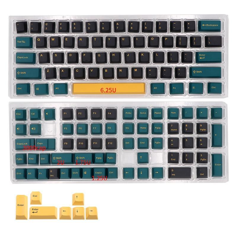 126 Keys PBT Keycap Mars Theme Green Double-shot OEM Profile for 61/64/68/84/87