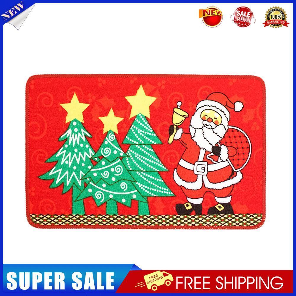 Christmas Santa Claus Tree Non Slip Water Absorbent Floor Rugs Carpet Mats