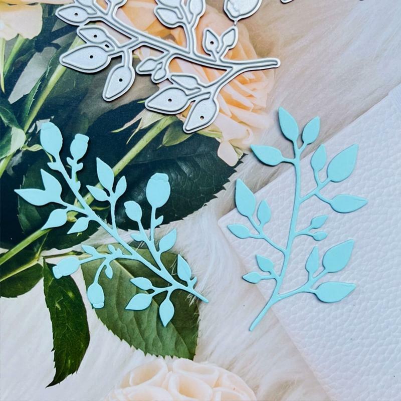1 Set Flowerbud Leaves Metal Cutting Dies Embossing Stencil DIY Album Template