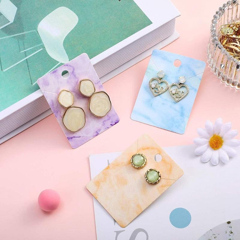 Marble Earring Display Card Set Include Jewelry Display Cards Self-Seal Bags