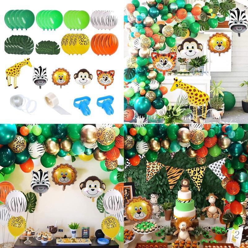 Jungle Wild Animal Theme Party Balloon Garland Kit 151 Pack With Animal Balloon