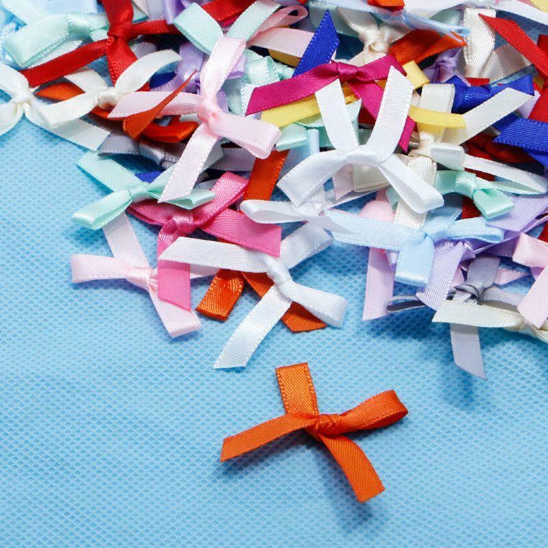 100Pcs Mini Satin Ribbon Flowers Bows Gift Craft Wedding Decoration ornament