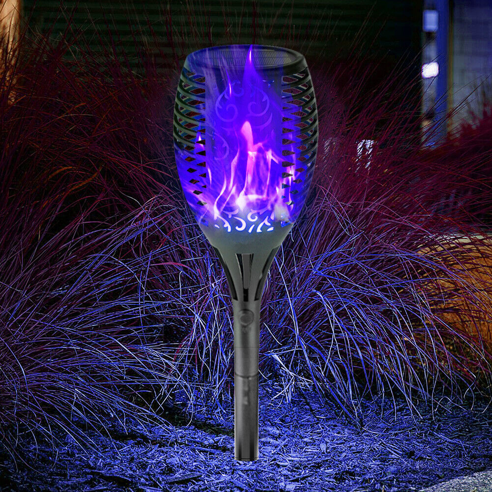 12 LED Flame Torch Light Solar Powered Garden Plug-In Decor Lamp (2pcs)