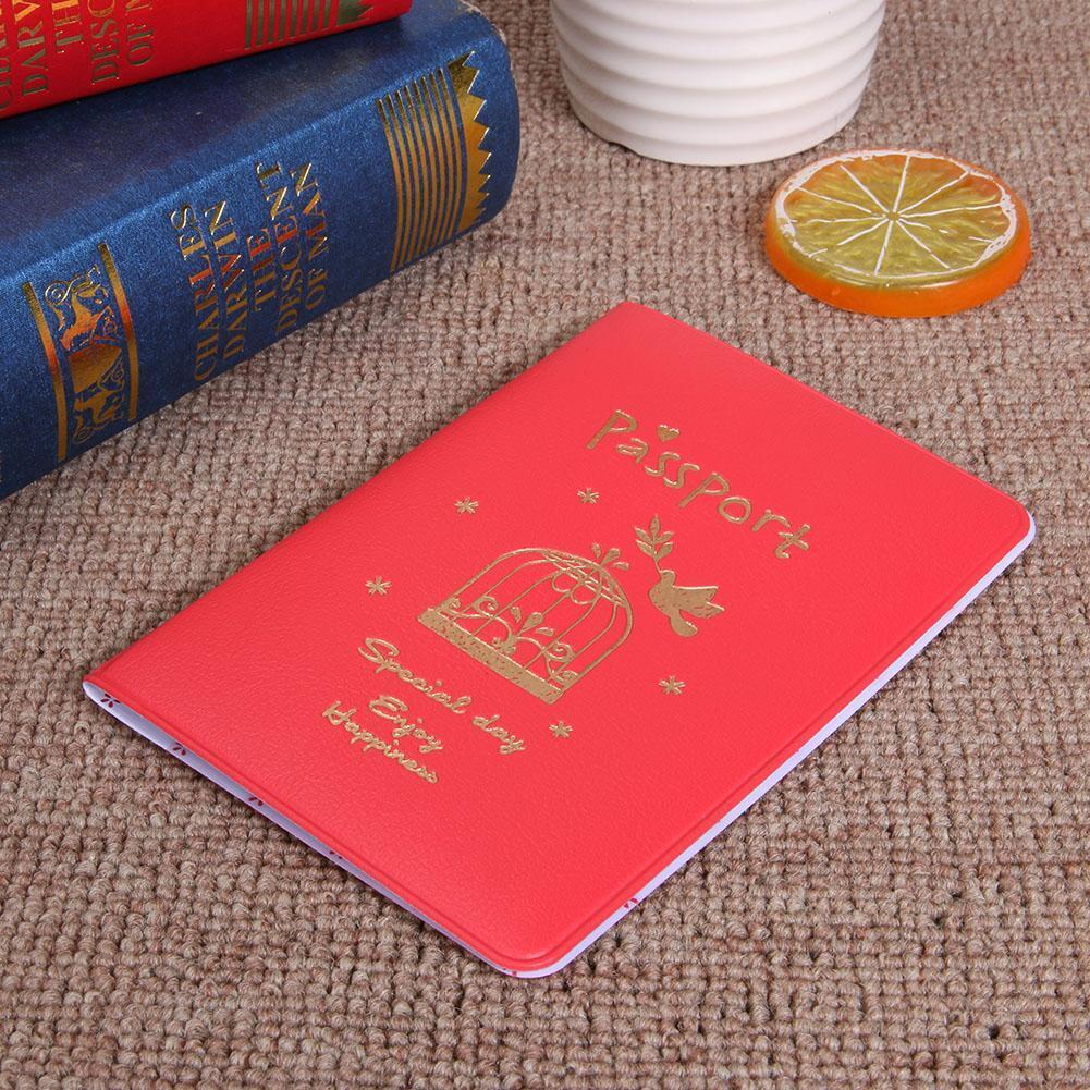 Simple Travel Passport Cover PU Multifunction Tickets Card Holder Case(Red)