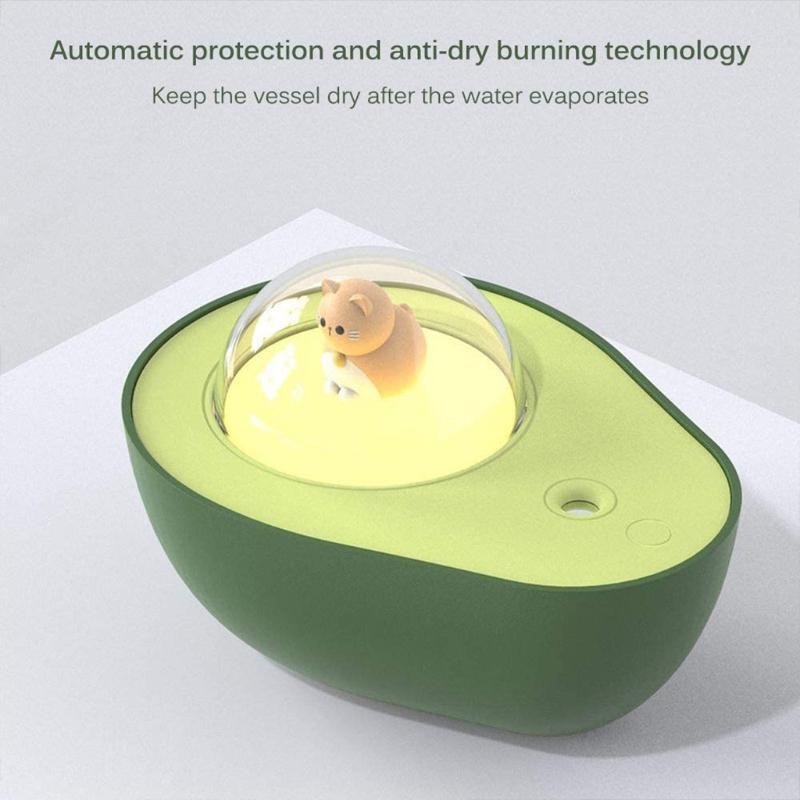 210ML Avocado Humidifier Office Desktop Bedroom USB Night Light Water Diffuser