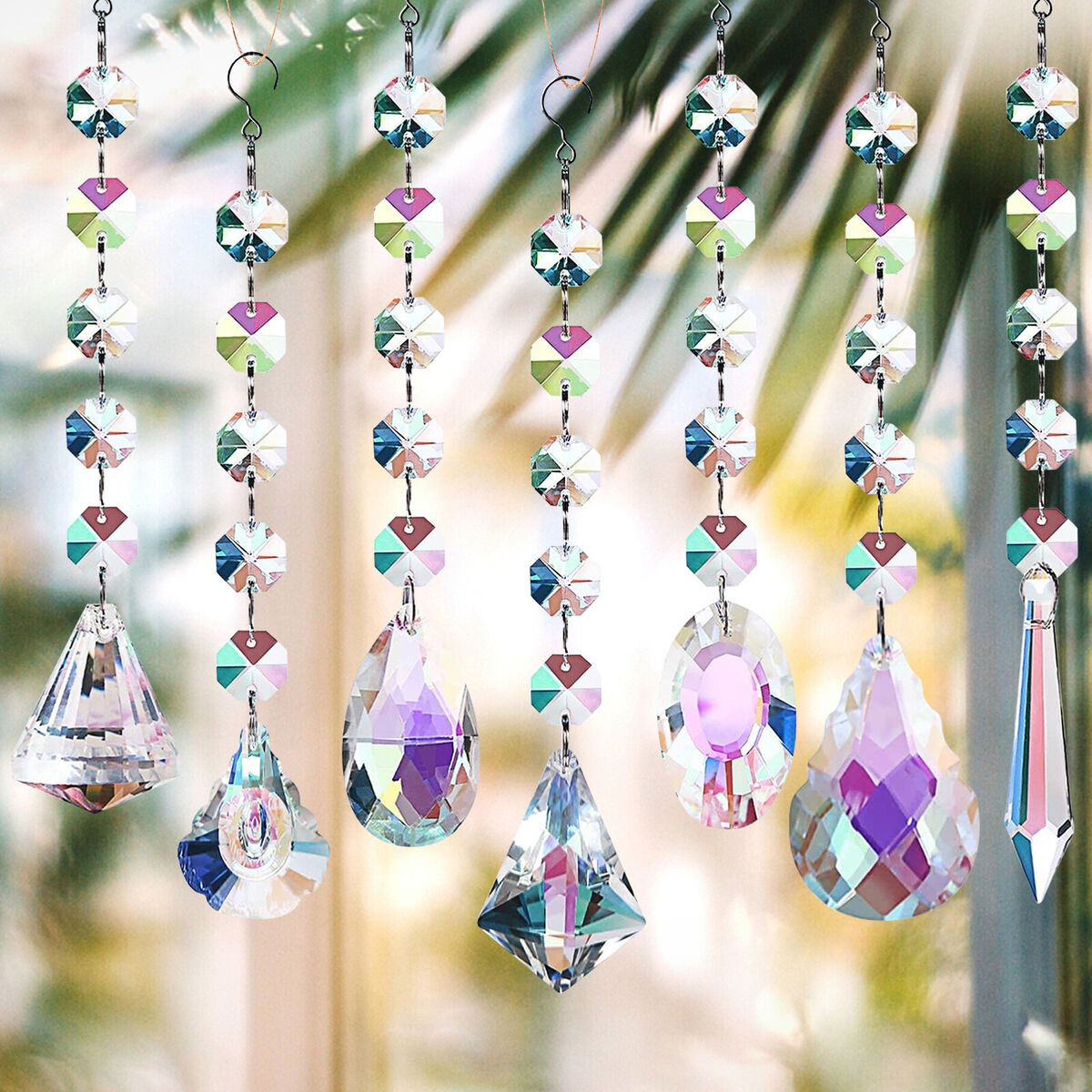 Crystal Ornaments - Rainbow Maker 7 Pack Prisms Glass Bead Window Pendant