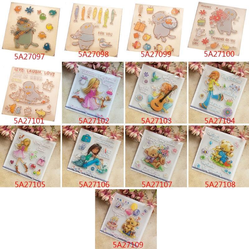 Girl Flower Clear Silicone Seal Stamp DIY Album Scrapbooking Photo Card Decor