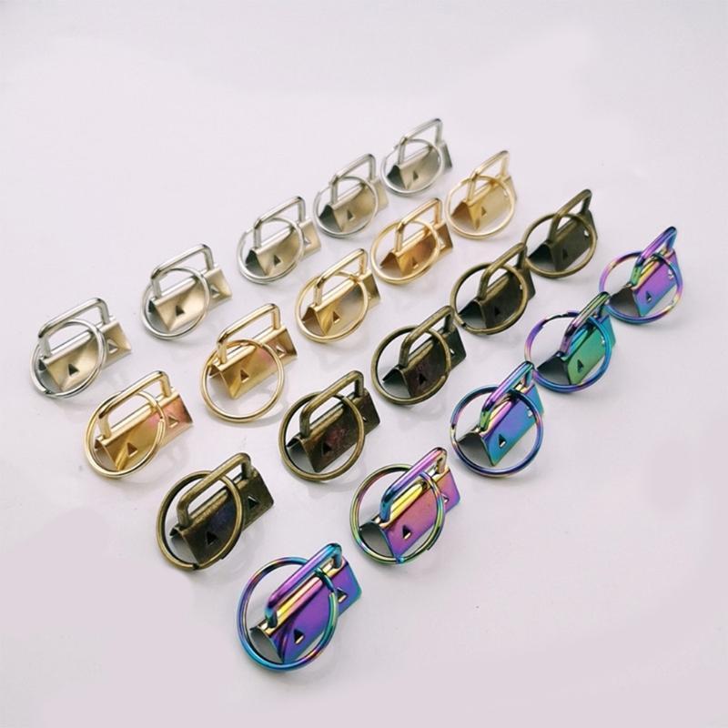 42Pcs Key Fob Hardware with Split Rings Lanyard Wristlet Tail Clip Clasp Kits