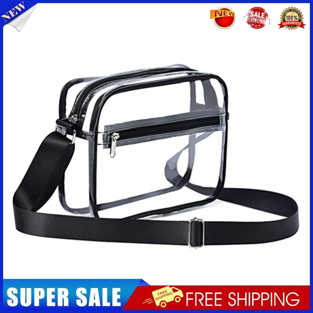 Women PVC Clear Clutch Handbag Zipper Small Stadium Approved Crossbody Bag