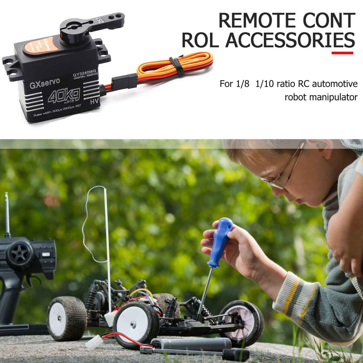 Waterproof 40kg Metal Gear Digital Servo Kits for DIY 1/8 1/10 RC Car Robot