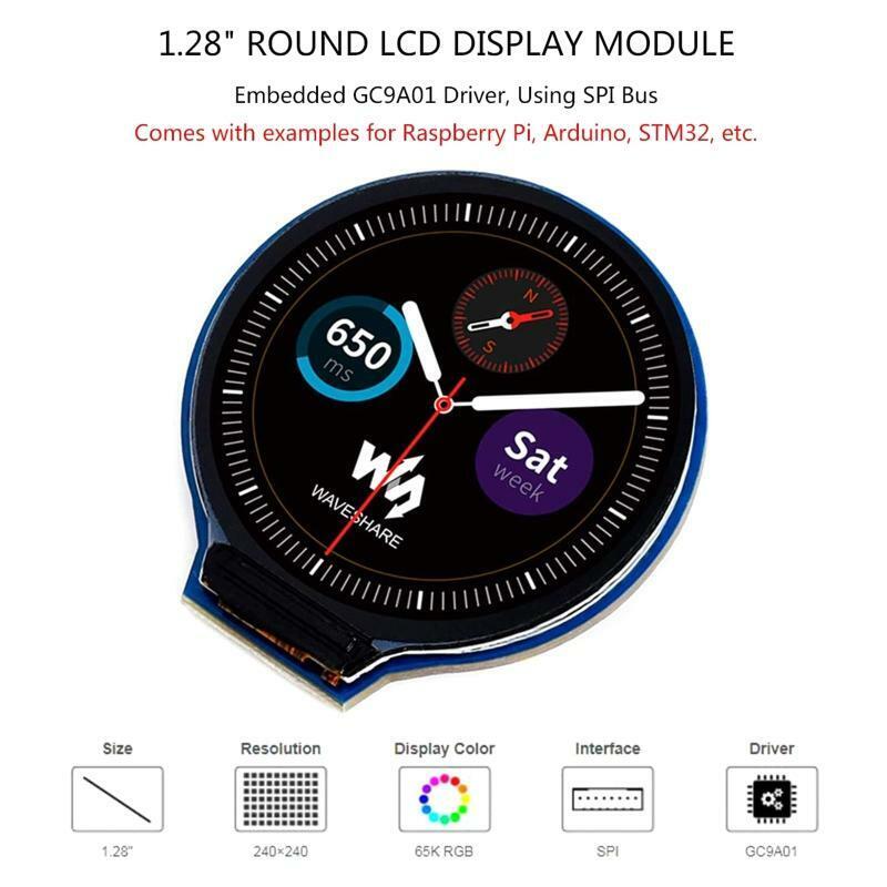 1.28"Round LCD Display Module 240×240 Pixel SPI Port GC9A01 for Raspberry Pi