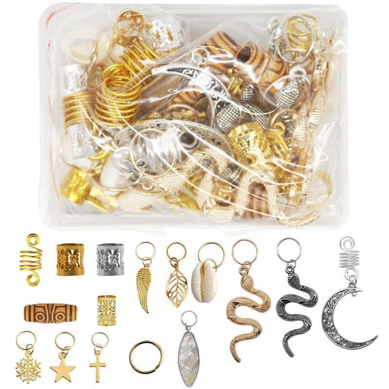 Metal Hair Cuffs Dreadlocks Beads Pendant Hair Tube Bead Hair Coils Ring Decor