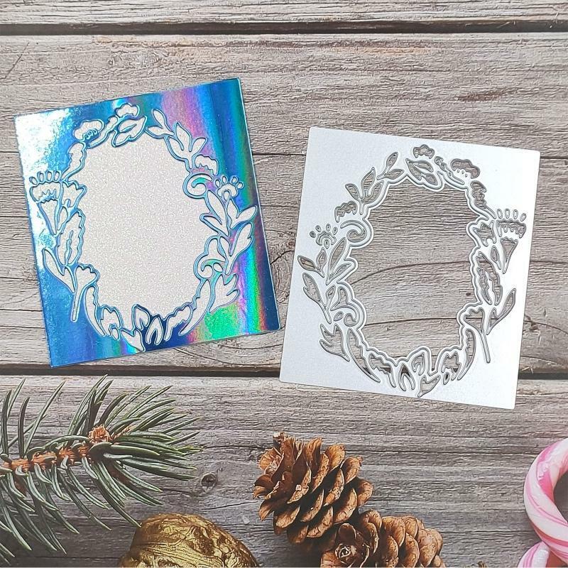 Flower Border Lace Rectangle Frame Metal Cutting Dies Stencil DIY Card Template