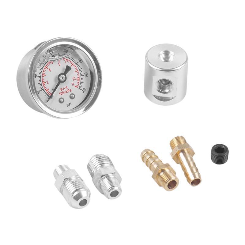 Universal Auto 1/8 NPT Fuel Pressure Gauge Liquid Filled Polished Case 0-160 Psi