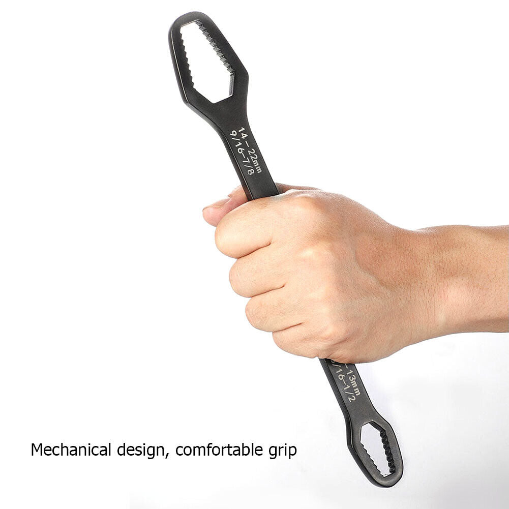 8-22mm Universal Torx Wrench Self-tightening Double-head Spanner (Black S)