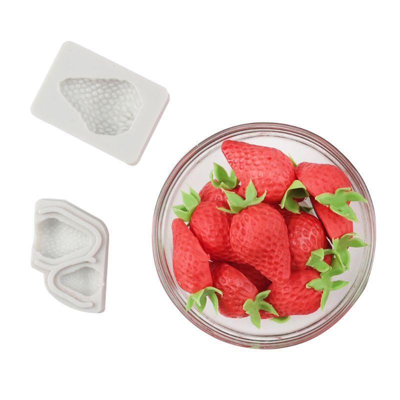 3 Pcs/Set Strawberry Fruit Silicone Mold Fondant Chocolate Candy Cake Clay Mould