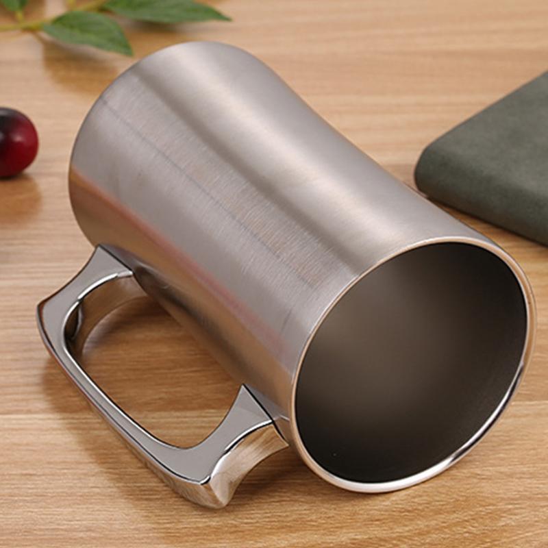 Double-Layer Thickened Vacuum Insulated Beer Mug Creative Single Handle Bottle