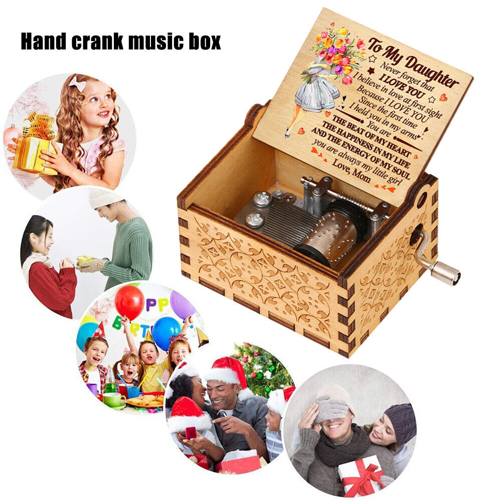 A Letter to My Daughter Hand-cranked Wooden Music Box Melody Musical Gifts