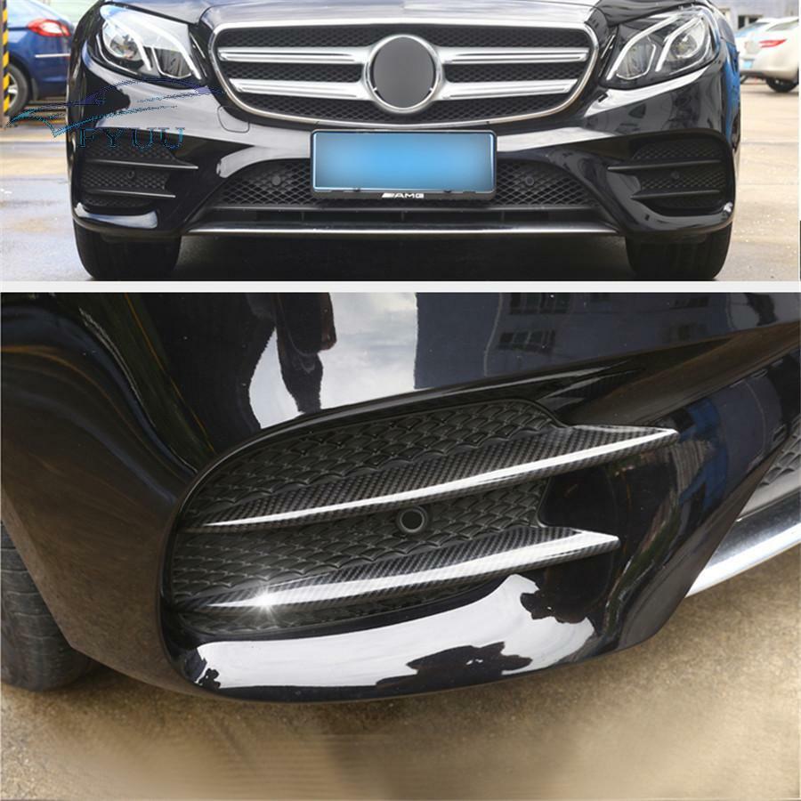 4PCS Carbon Fiber Style Front Fog Light Lamp Cover Trim Slat For Benz W213 16-20