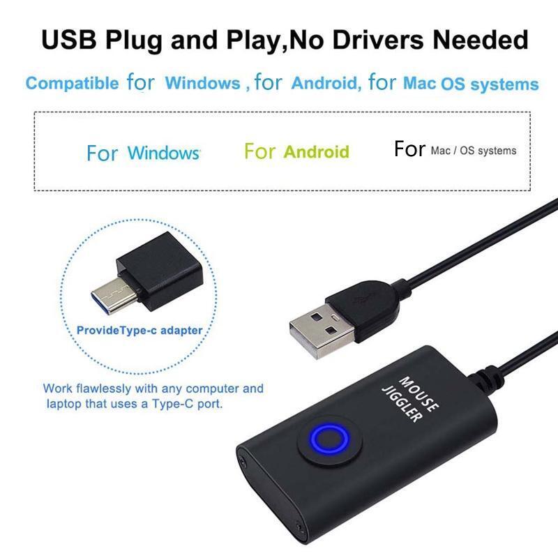 USB Mouse Jiggler Mouse Mover Random Movement,On/Off Switch Keeps Computer Awake