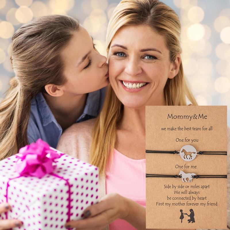 Mom & Daughter Bracelets for Mother Mommy & Me Horse Matching Wish Bracelets