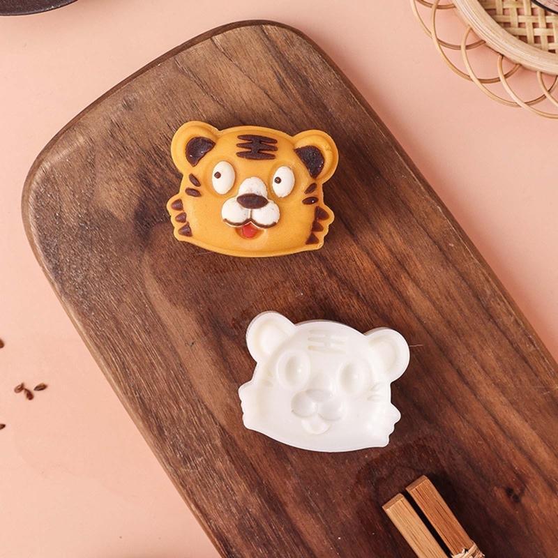 50g Moon Cake Mold Cartoon Tiger Shaped DIY Baking Molds for Mid-Autumn Festival