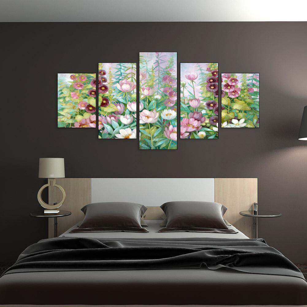 5pcs 5D DIY Full Drill Diamond Painting Lotus Cross Stitch Mosaic Kit Decor