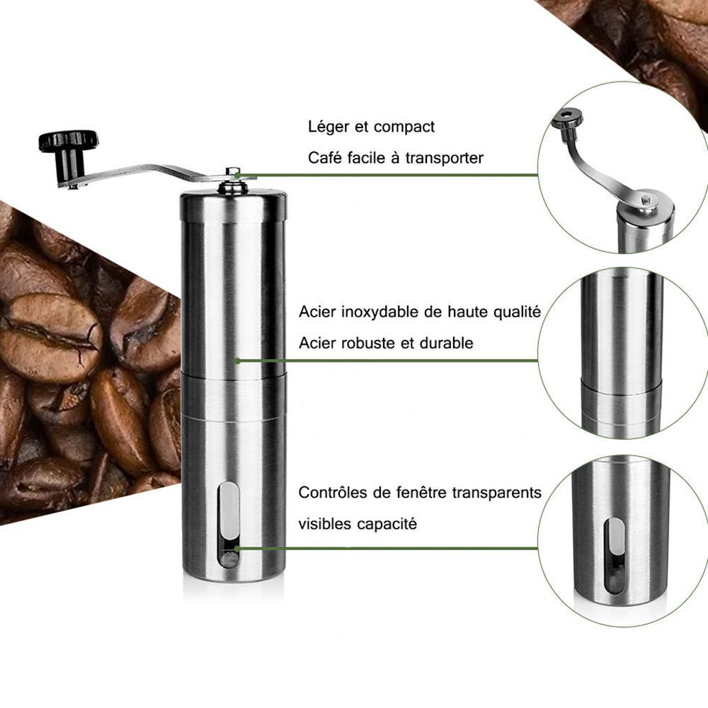 Adjustable Knob Setting Stainless Steel Manual Coffee Grinder Coffee Bean Mill