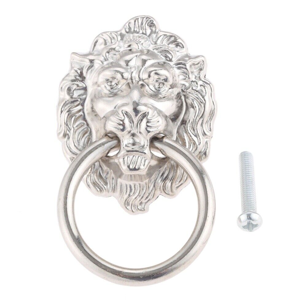 1x Lion Head Drop Ring Pull Handle Door Cabinet Knob Drawer Chest Cupboard Decor