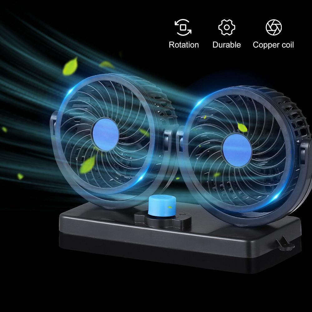 For 12V Double-head Fan Car Air Fan Car Accessories Cooling Air Circulator