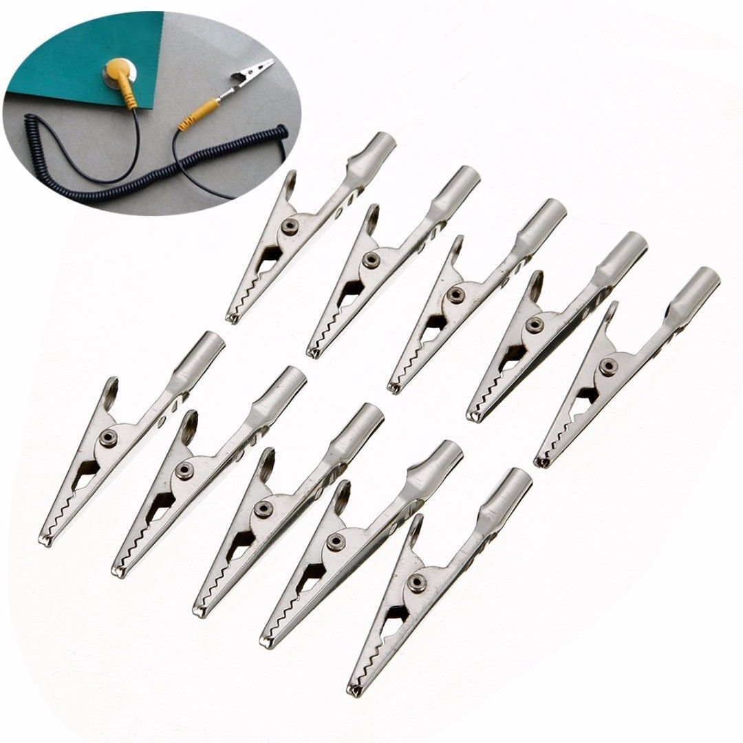 10pcs Single Prong Alligator Clips With Teeth Aligator Stainles Steel Clip Test
