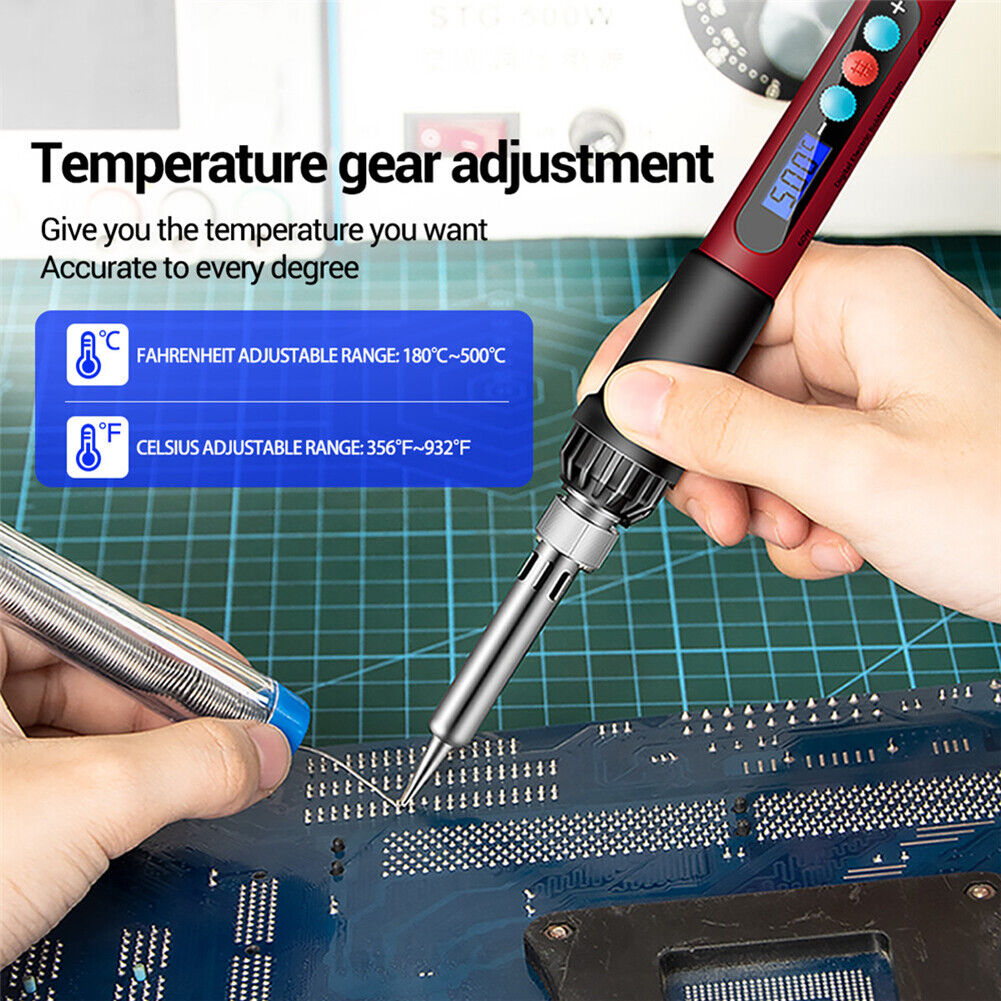 18pcs Digital Electric Solder Iron Kits Temperature Control Weld Tool (EU)