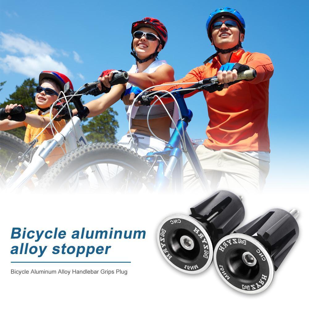 1 Pair Aluminum Bicycle Handlebar Cap Grip Bike Handlebar End Plug (Black)