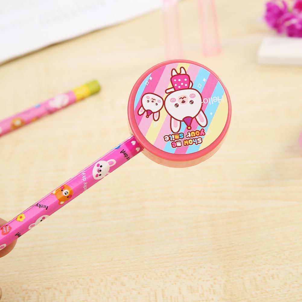 9pcs Creative Pencil Sharpener Earser Stationery Set Students Supply (Pink)
