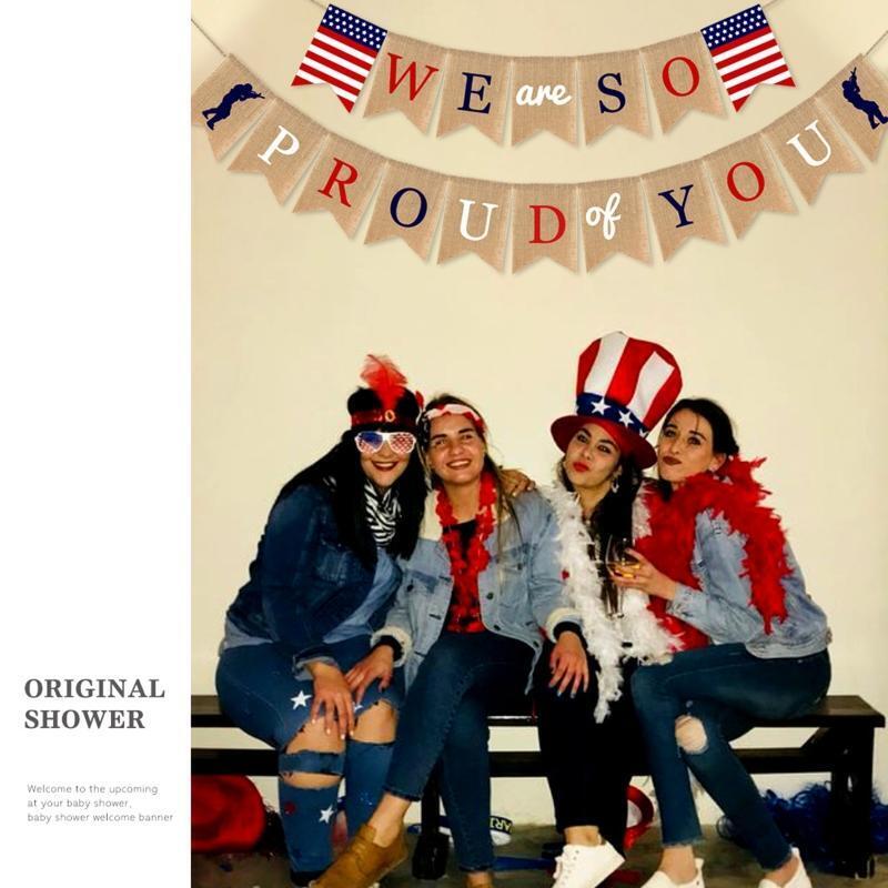 We Are So Proud of You Banner Patriotic Soldier Army Party Decorations
