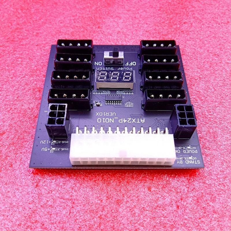 ATX 24Pin Power Supply Breakout Board to 8Port 4Pin+2Port 6Pin for Chia Mining