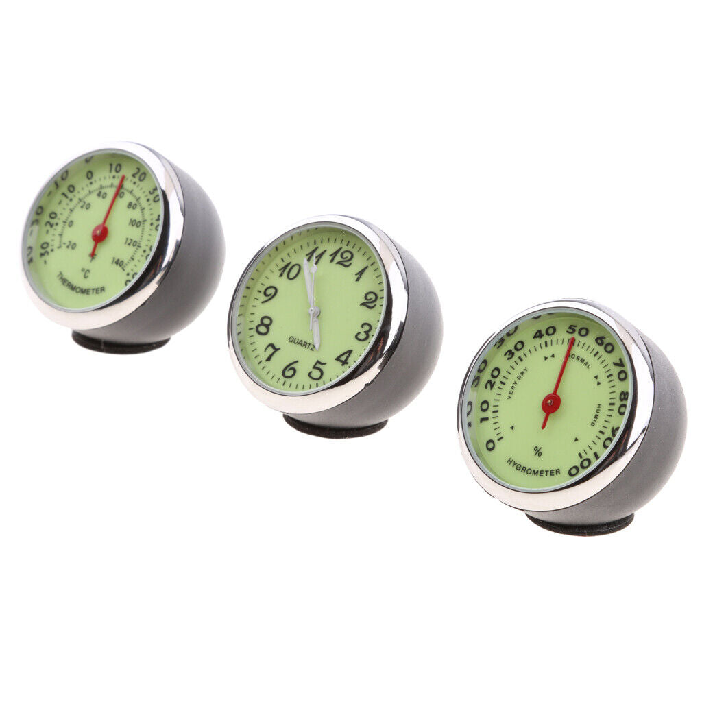 3*Car Dashboard  Humidity Quartz Clock Temperature Hygrometer