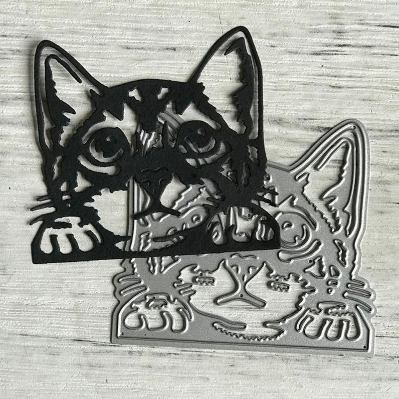 Cute Cat Head Shape Frame Carbon Steel Cutting Dies DIY Scrapbooking Photo Album