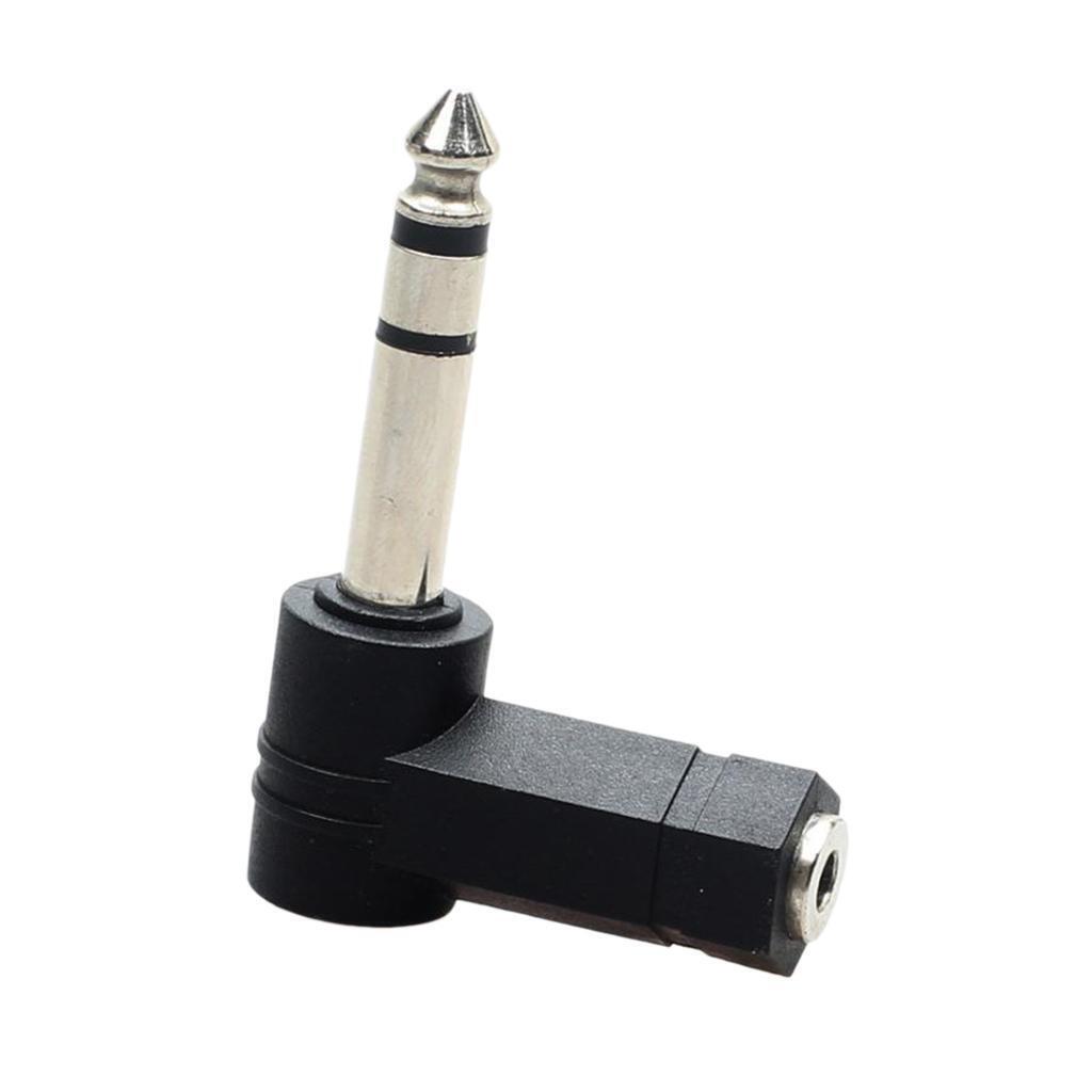 New 3.5mm Female to 6.35mm 1/4"Male Right Angle Headphone Adapter Plug, New