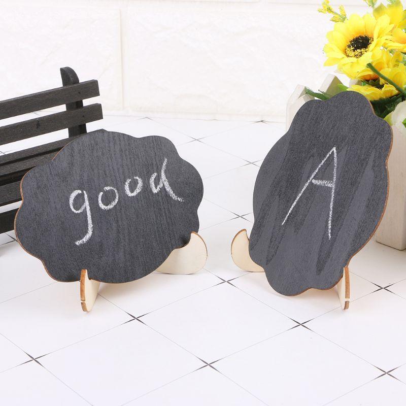 10pcs Wooden Blackboard Cloud Shape Table Sign Memo Message Stand Chalk Board